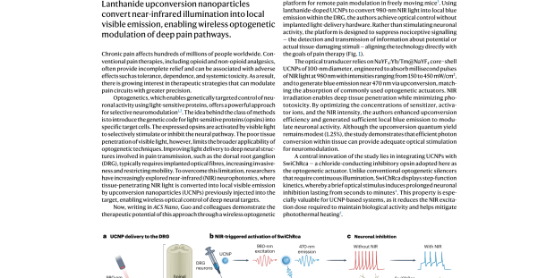 中国科学院西安光机所近红外光遗传镇痛研究获Nature Photonics专题评论关注